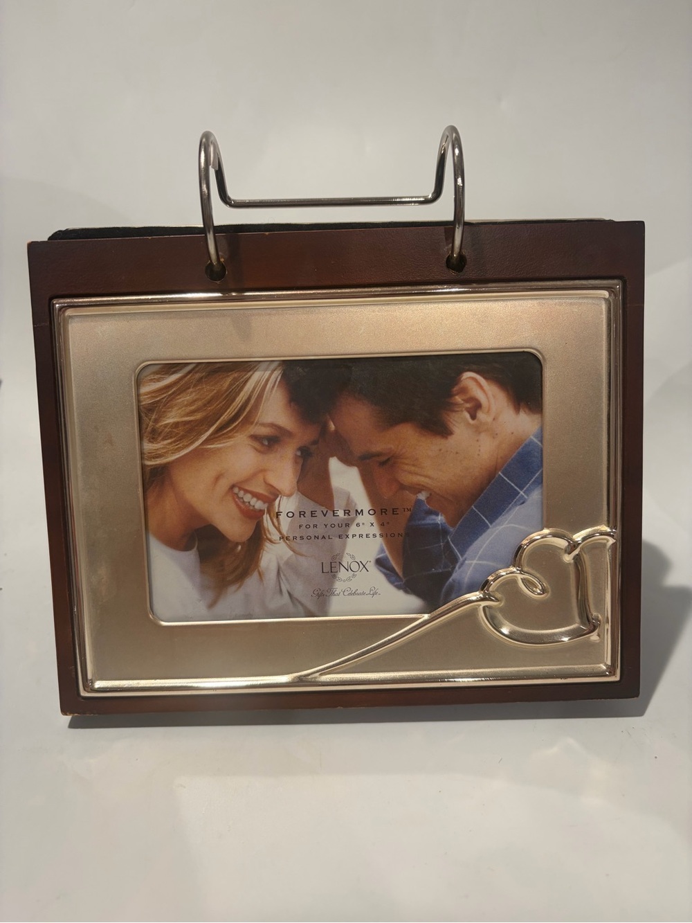 Forever 21 Brown Wood Frame with Silver-Tone Heart Accent